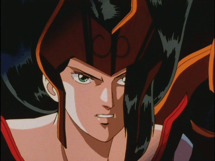 1girl, armor, artstyle, black_hair, character_request, long_hair, retro, tenkuu_senki_shurato