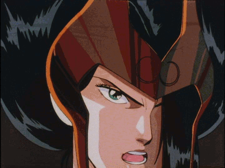 1girl, armor, artstyle, black_hair, character_request, defeat, long_hair, retro