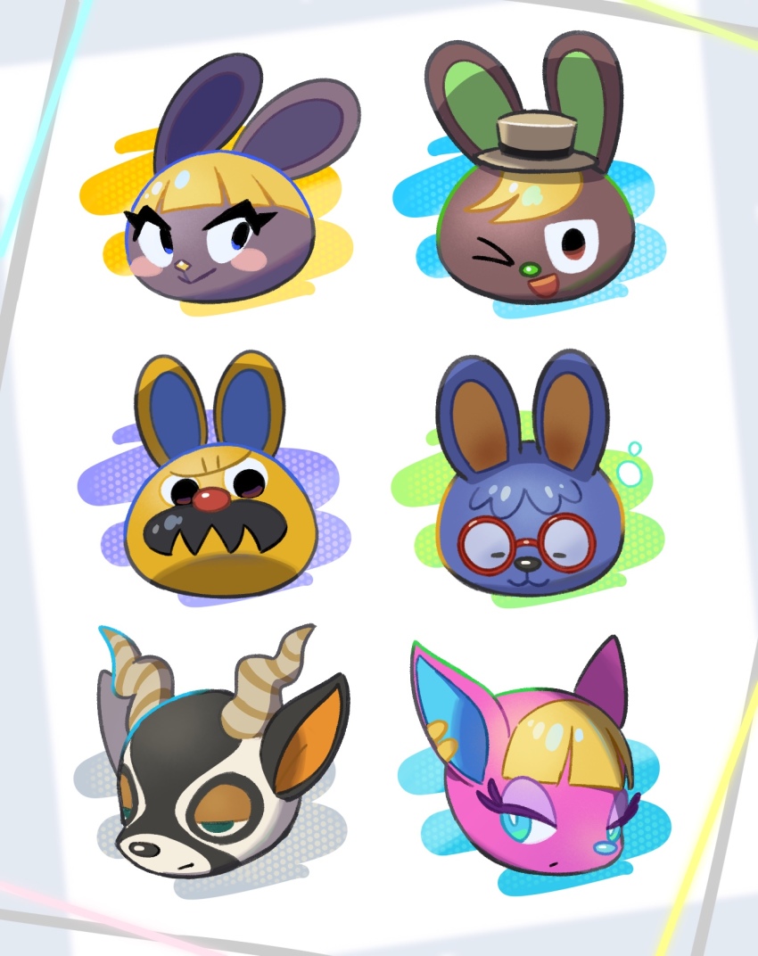 animal_crossing, bonbon_(animal_crossing), doc_(animal_crossing), fuchsia_(animal_crossing), gaston_(animal_crossing), highres, kopa_nishikida, looking_at_viewer