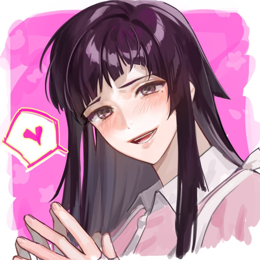 1girl, bandages, blush, bngs, brown_eyes, collared_shirt, danganronpa_(series), danganronpa_2:_goodbye_despair