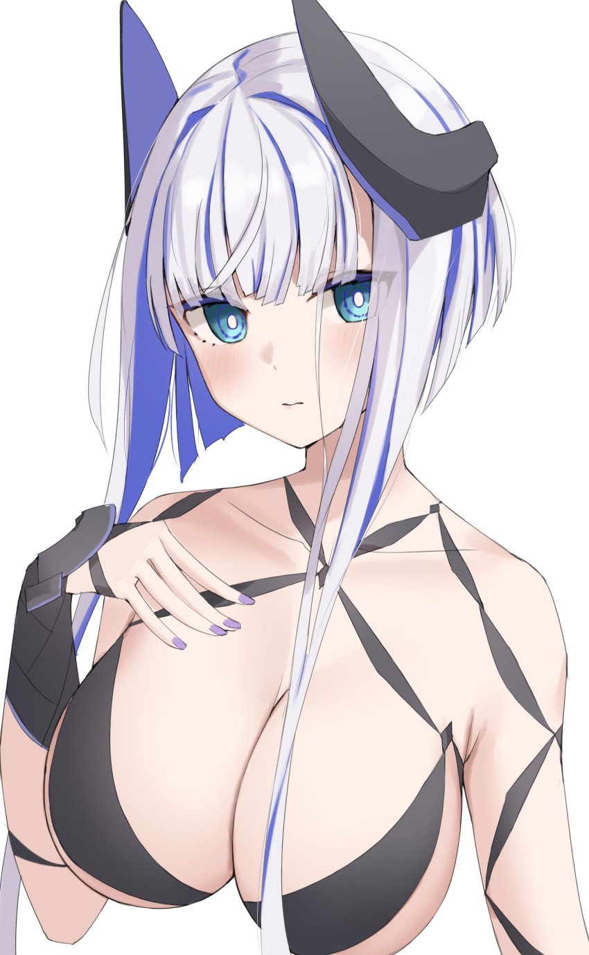 1girl, absurdres, aslaug_(fate), bare_shoulders, bikini, black_bikini, blue_eyes, blue_hair