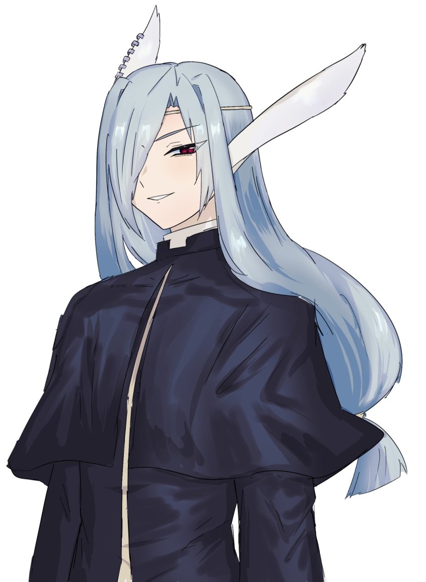 1boy, animal_ears, aquaplus, blue_hair, earrings, evil_grin, evil_smile, grin