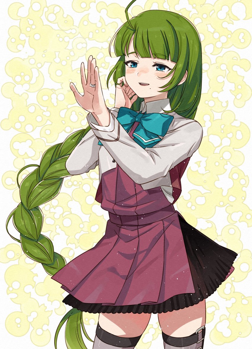 1girl, absurdres, blazer, blue_bow, blue_bowtie, bow, bowtie, braid