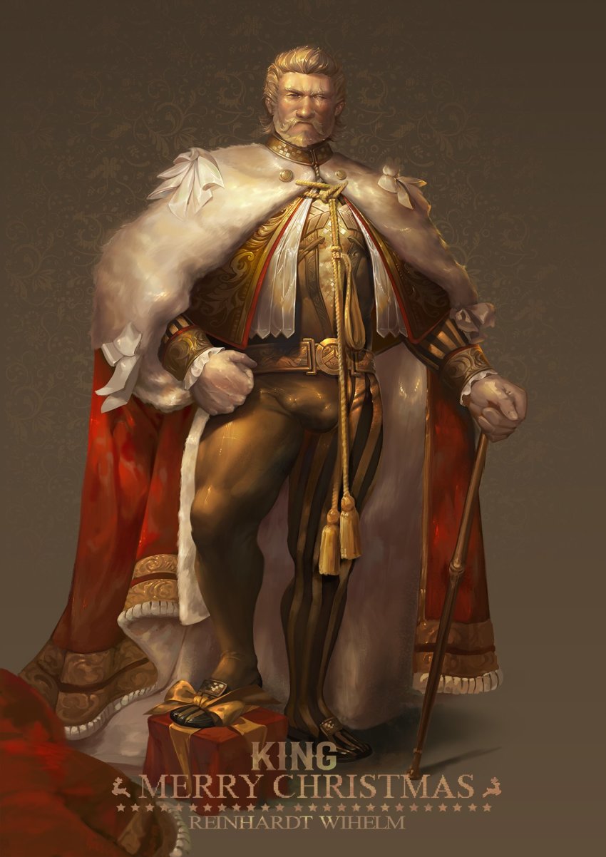 1boy, bara, beard, commentary, facial_hair, highres, luerstine, male_focus