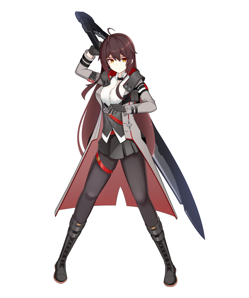 1girl, absurdres, adam_(honkai_impact), bails, black_footwear, black_gloves, black_pantyhose, black_skirt