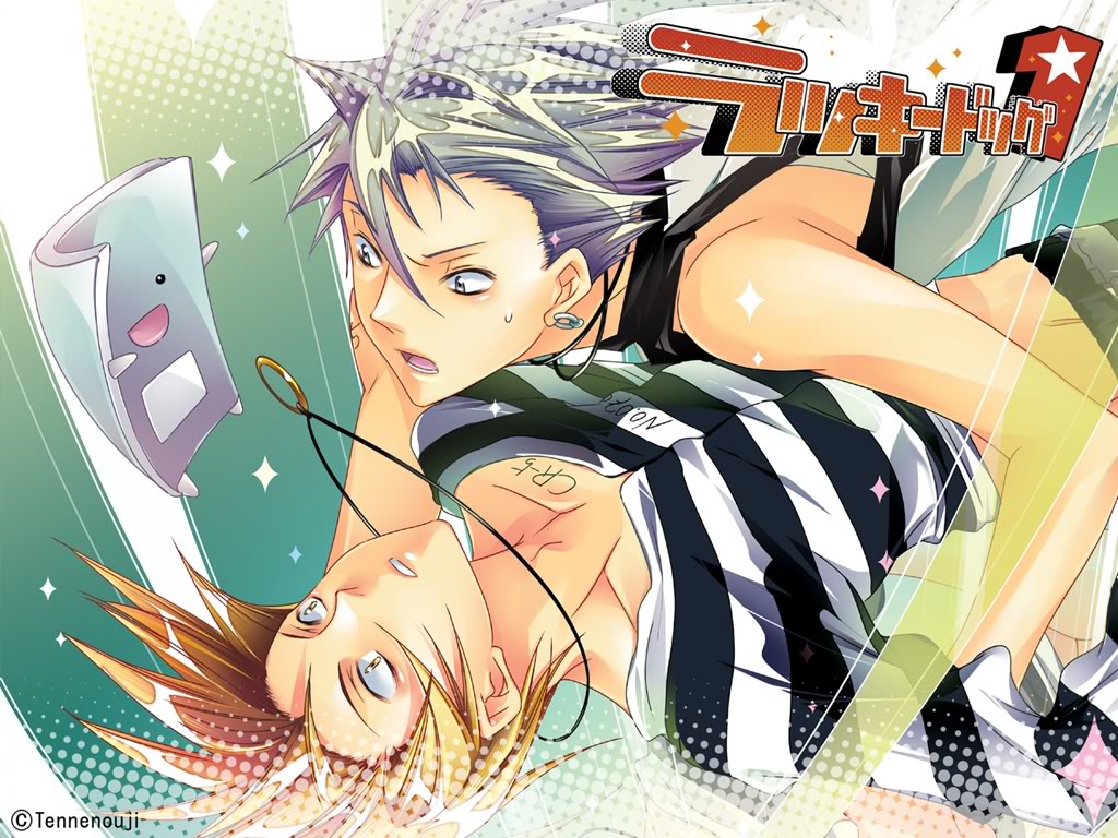 2boys, blonde_hair, gian_carlo, grey_hair, ivan_fiore, jewelry, lucky_dog, lying, male_focus, multiple_boys, necklace, on_back, prison, prisoner, striped, tennenouji, yaoi