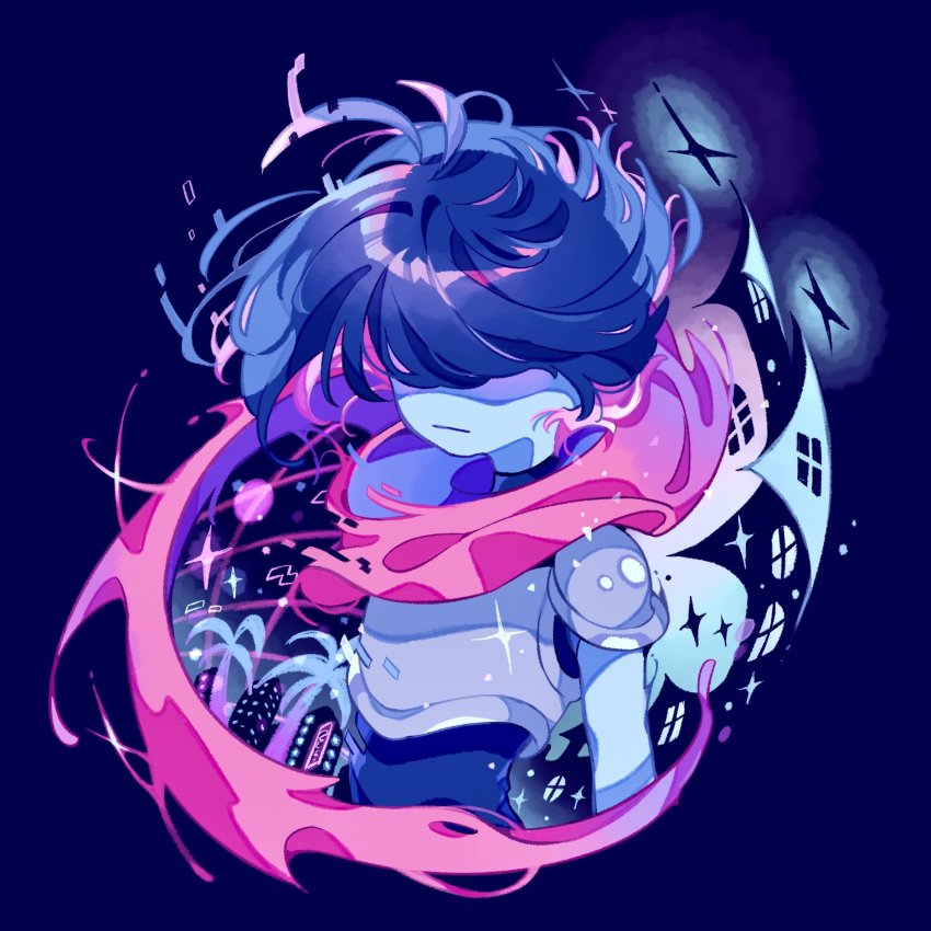 1other, armor, blue_hair, blue_skin, colored_skin, deltarune, facing_viewer, g_c_hori