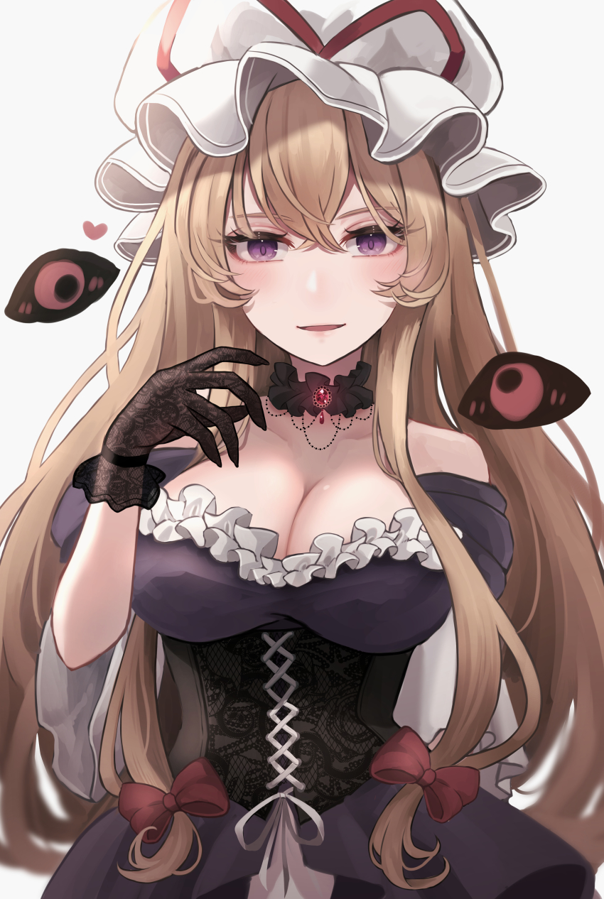 1girl, absurdres, black_choker, black_corset, black_gloves, blonde_hair, choker, commentary_request