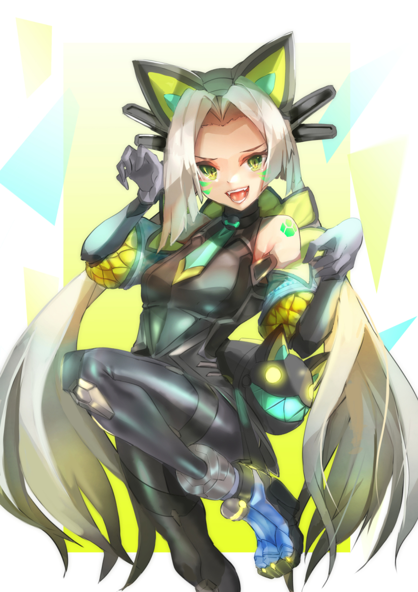 1girl, battle_cat_jinx, bodysuit, boots, highres, jinx_(league_of_legends), league_of_legends, long_hair