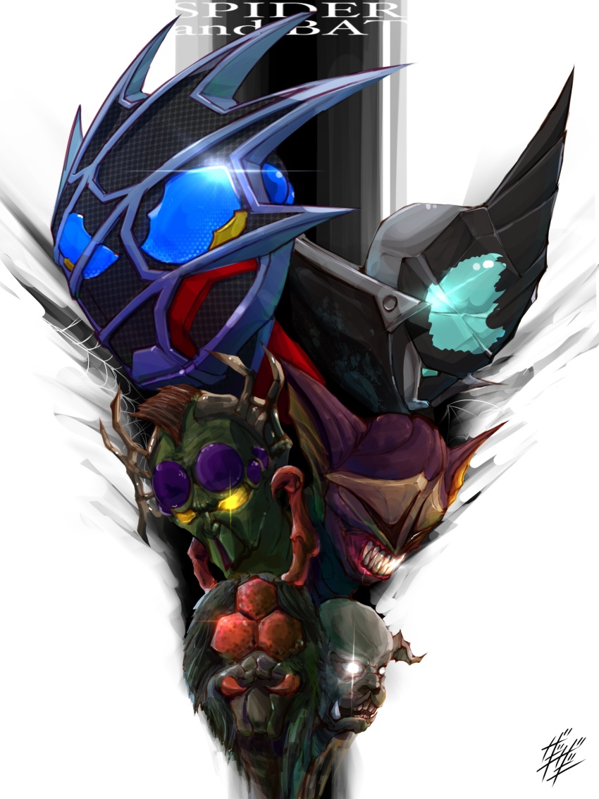 6+boys, absurdres, bat_(animal), bat_genome, blue_eyes, bug, extra_eyes, fangs