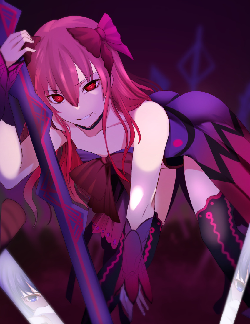 2girls, ass, bare_shoulders, bent_over, black_legwear, bow, ciel_(tsukihime), commentary_request