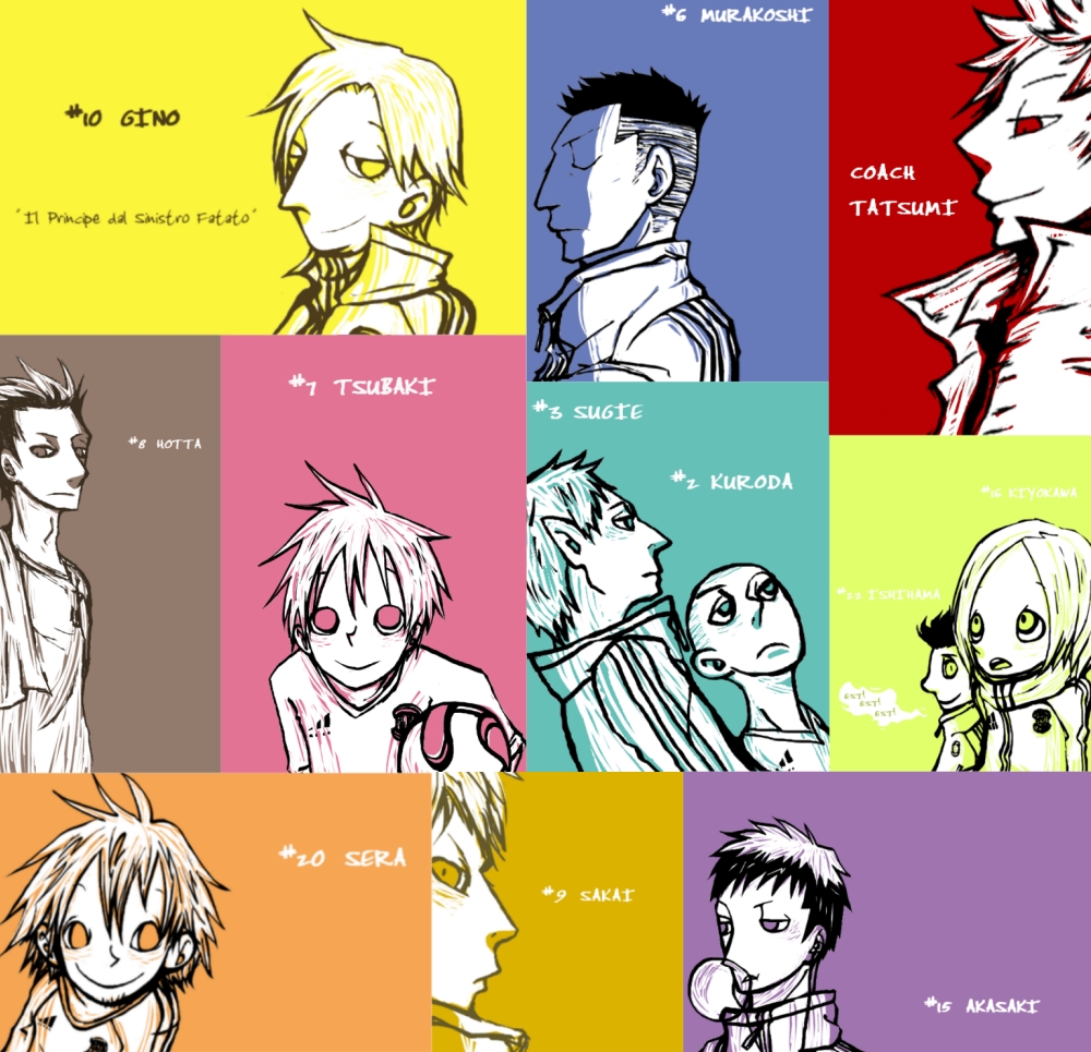 6+boys, akasaki_ryo, akasaki_ryou, collage, colorful, figbash, giant_killing, hotta_kenji