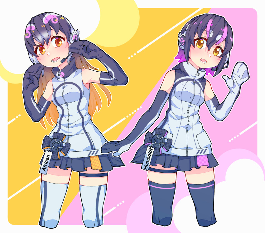 1girl, african_penguin_(kemono_friends), animal_ears, black_eyes, black_gloves, black_hair, gloves, hauru_252