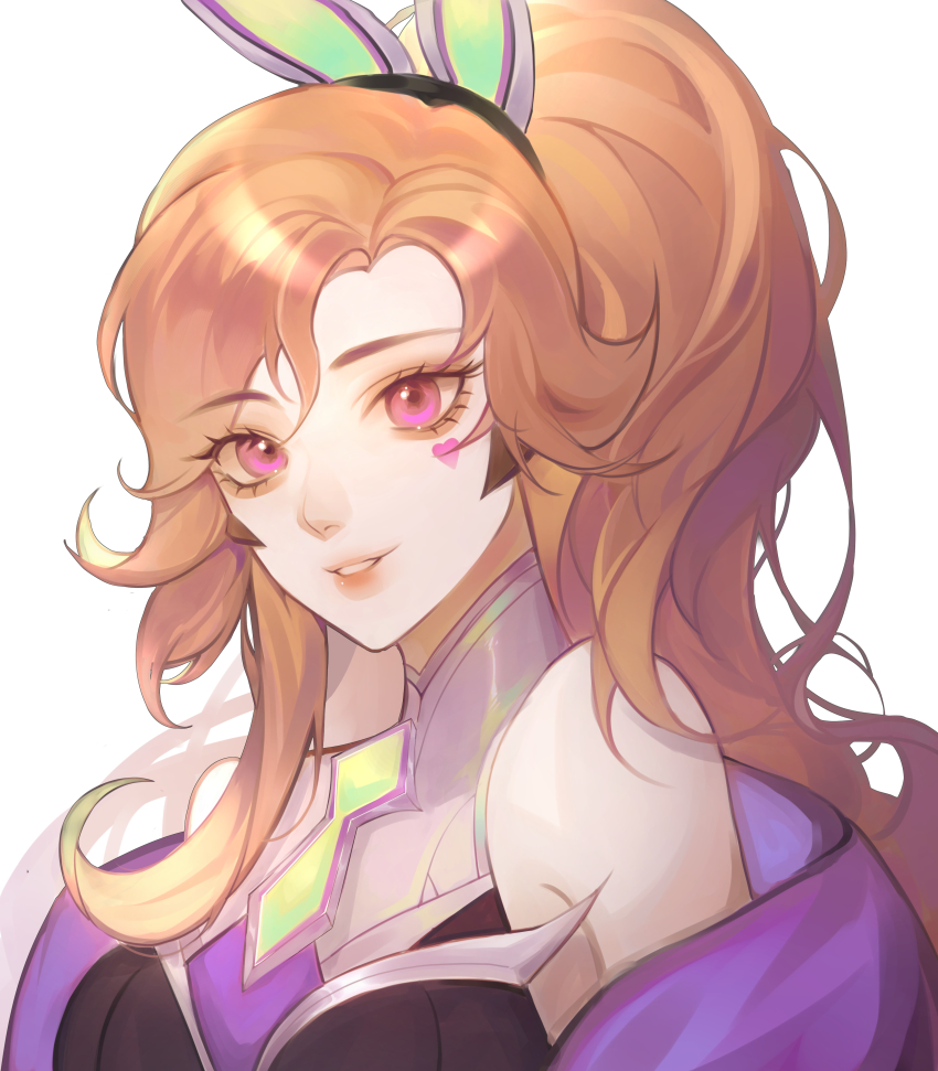 1girl, absurdres, animal_ears, bare_shoulders, battle_bunny_miss_fortune, breasts, brown_hair, fake_animal_ears