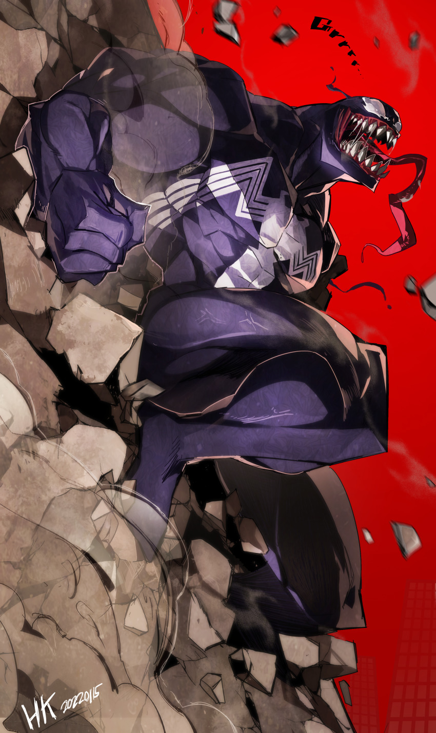 1boy, absurdres, clenched_hands, highres, hyeongang, long_tongue, male_focus, marvel