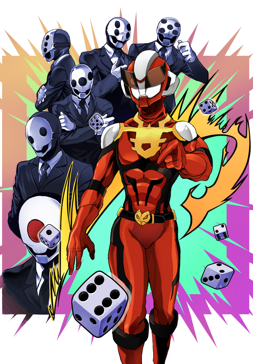 6+boys, adjusting_clothes, adjusting_necktie, belt, black_jacket, black_necktie, bodysuit, boots