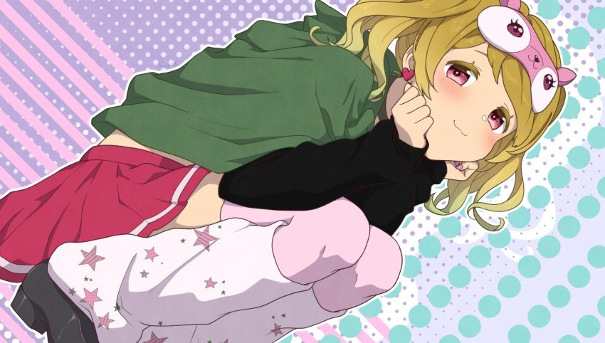 1girl, :3, blonde_hair, blush, chuwan_(vtuber), dutch_angle, earrings, facing_viewer