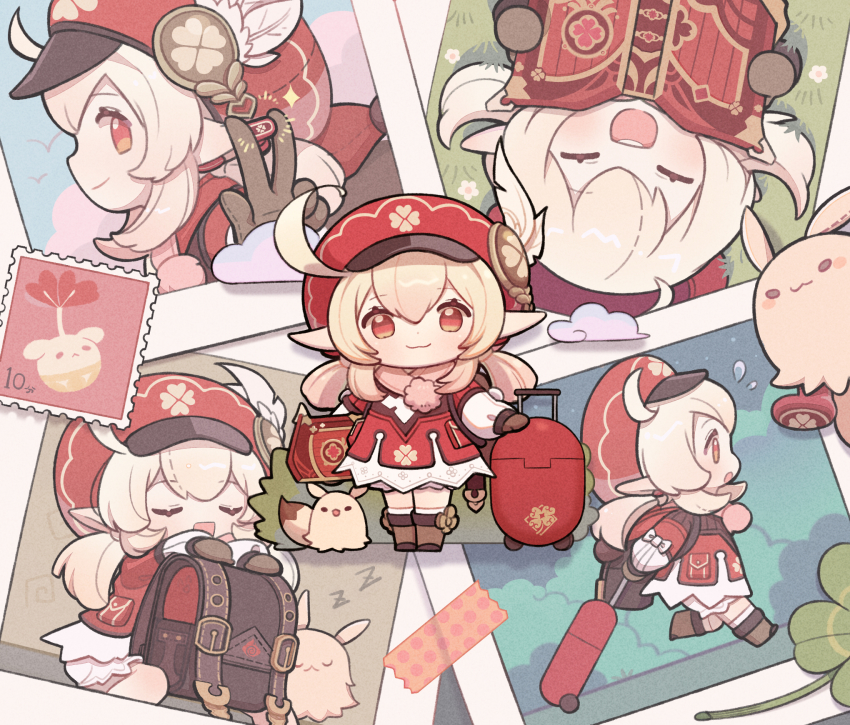 1girl, ^_^, ^o^, ahoge, backpack, bag, bag_charm, book