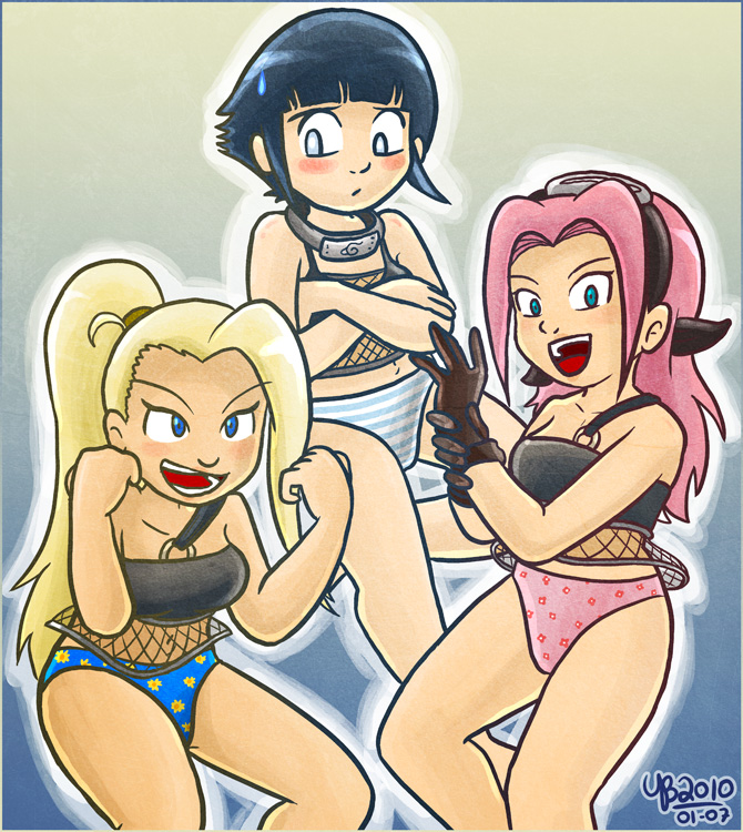 3girls, adjusting_clothes, adjusting_gloves, angry, aqua_eyes, armpits, artist_name, assertive_female