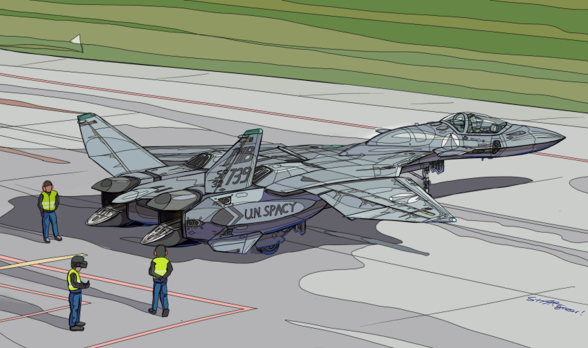 4boys, absurdres, aircraft, airfield, airplane, canards, cockpit, fighter_jet