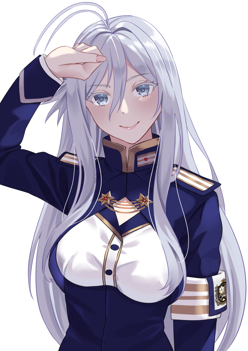 1girl, 86_-eightysix-, absurdres, antenna_hair, armband, closed_mouth, dscreation_(alan_dwi29), grey_eyes