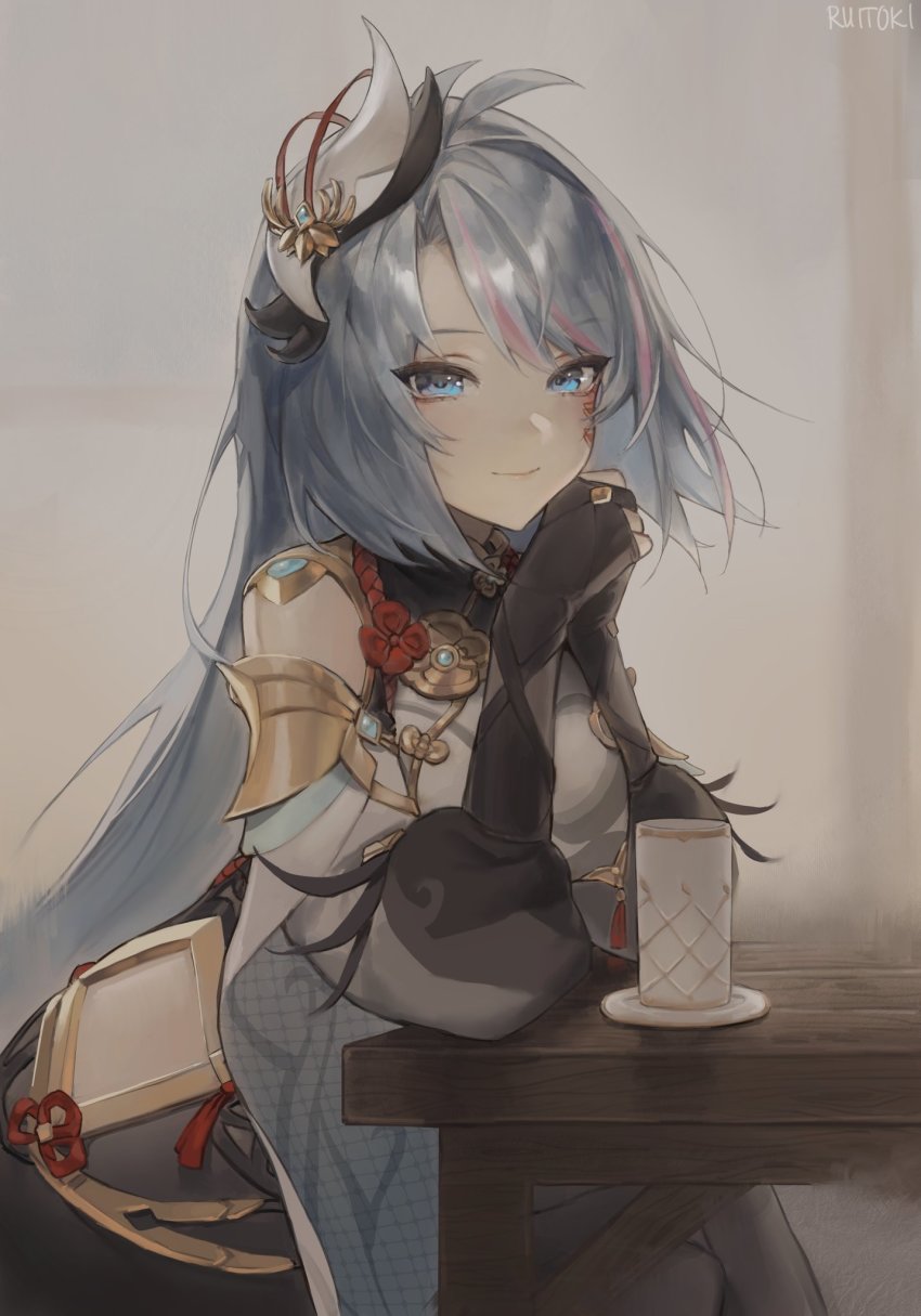 1girl, azura_cecillia, black_gloves, blue_eyes, blue_hair, blush, breast_curtains, clothing_cutout