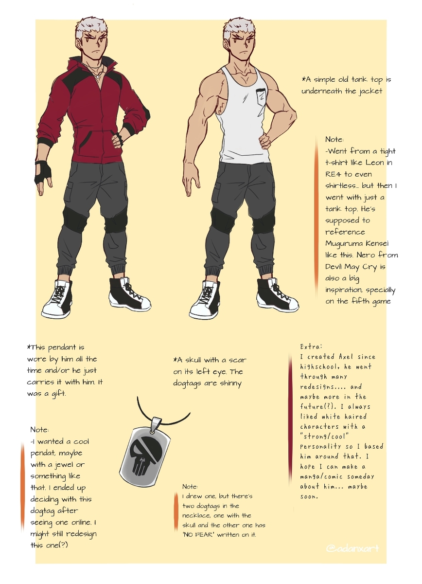 1boy, axel_(danshin), bara, character_profile, danzen, demon, fantasy, highres