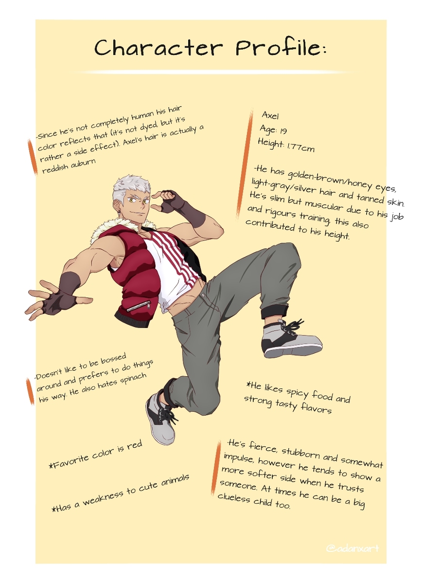 1boy, axel_(danshin), bara, character_profile, danzen, demon, fantasy, highres