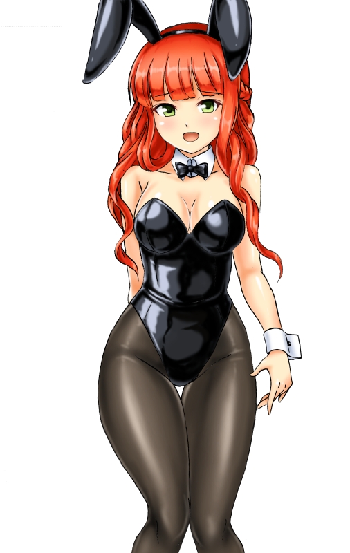 1girl, alternate_costume, animal_ears, black_bow, black_bowtie, black_leotard, black_pantyhose, blunt_bangs