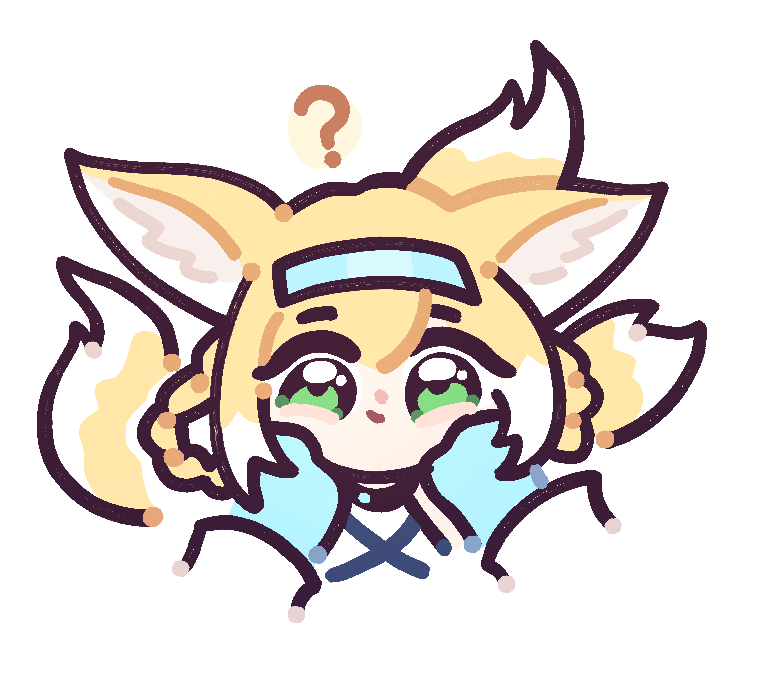 294_(ranaga), 2girls, ?, animal_ear_fluff, animal_ears, arknights, blonde_hair, blue_gloves, blue_hairband, chibi, disembodied_hand, folinic_(arknights), fox_ears, fox_girl, fox_tail, gloves, green_eyes, hair_between_eyes, hairband, kitsune, long_sleeves, looking_at_viewer, multiple_girls, shirt, simple_background, solo_focus, spoken_question_mark, suzuran_(arknights), tail, white_background, white_shirt