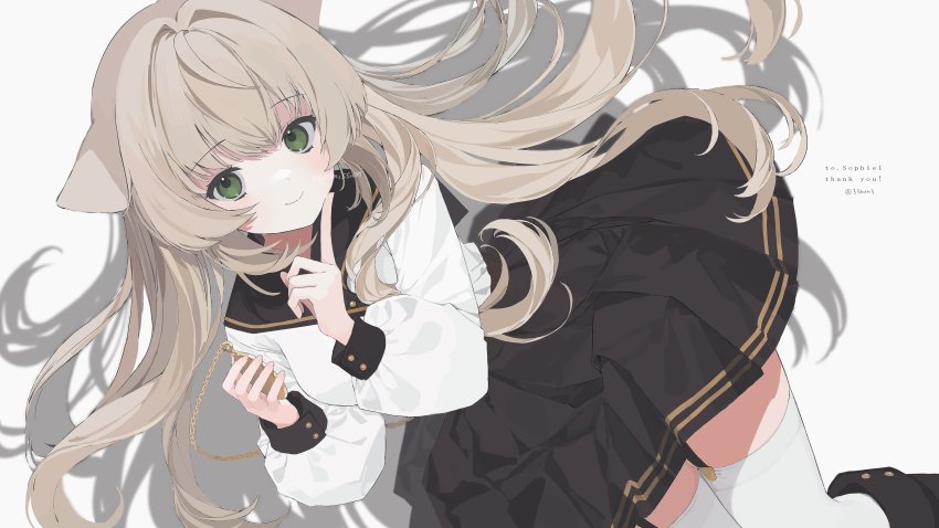 33bun3, absurdres, alpaca_ears, alpaca_girl, animal_ears, black_footwear, black_skirt, closed_mouth