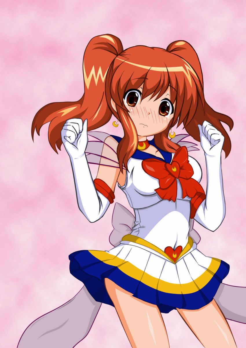 1girl, asahina_mikuru, bare_legs, bishoujo_senshi_sailor_moon, bishoujo_senshi_sailor_moon_supers, blush, closed_mouth, cosplay