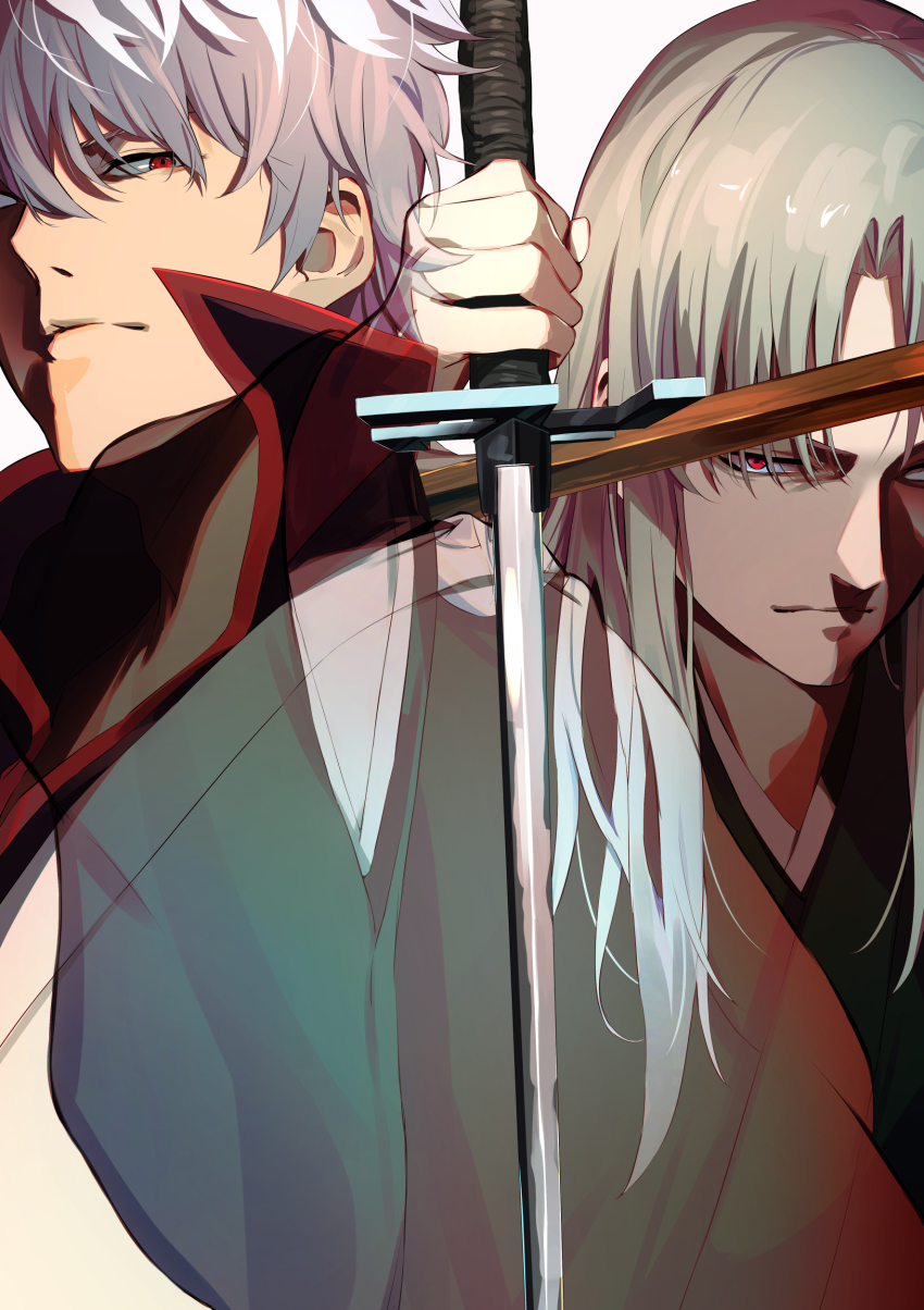 2boys, absurdres, blonde_hair, cup, gintama, highres, holding, holding_cup