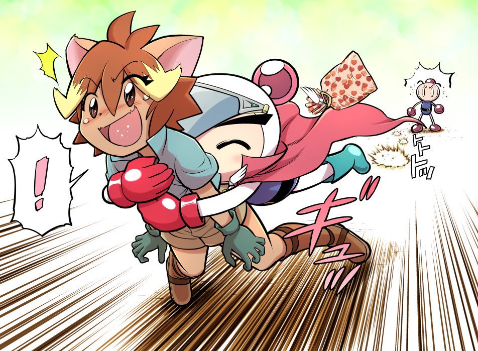 !, 0_0, 1girl, 2boys, ^^^, ^_^, animal_ears, animal_nose