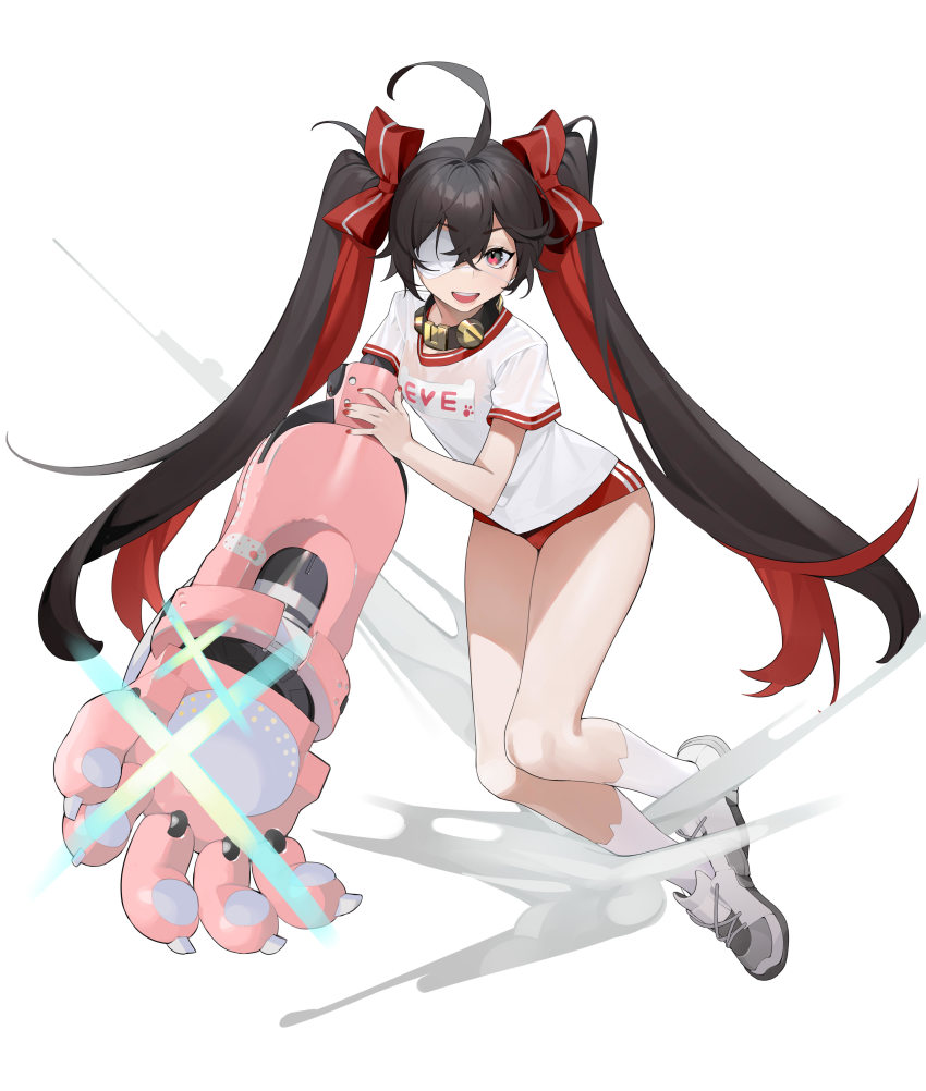 1girl, absurdres, ahoge, alchemy_stars, breasts, brown_hair, bs0, buruma