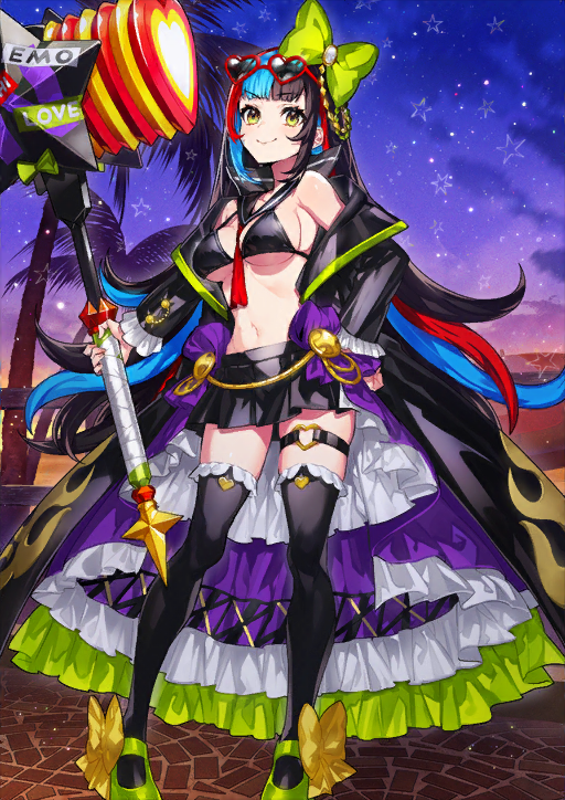 1girl, ascot, bare_shoulders, between_breasts, bikini, bikini_top_only, black_bikini, black_coat