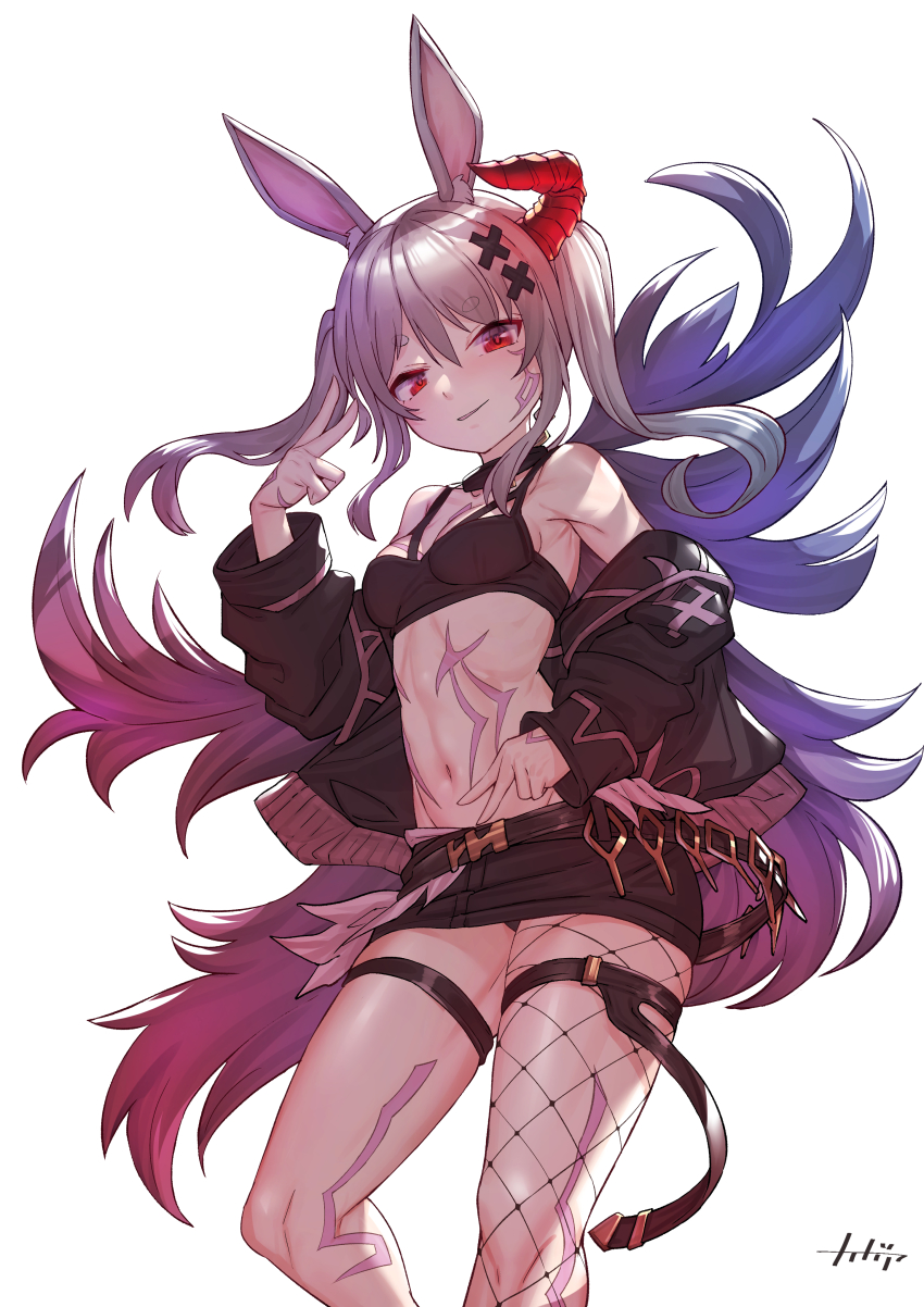 1girl, absurdres, animal_ears, armpit_crease, arpeggio_kaga, bare_shoulders, black_choker, black_jacket