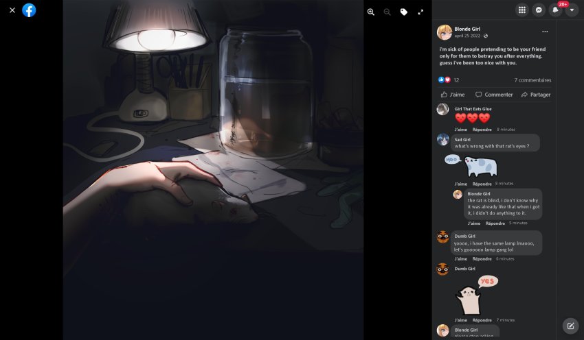 1girl, absurdres, animal, erika_(popopoka), commentary, cuts, english_commentary, english_text