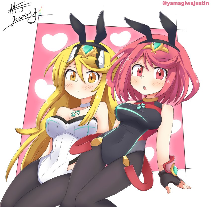 2girls, absurdres, adapted_costume, blonde_hair, breasts, chest_jewel, highres, large_breasts