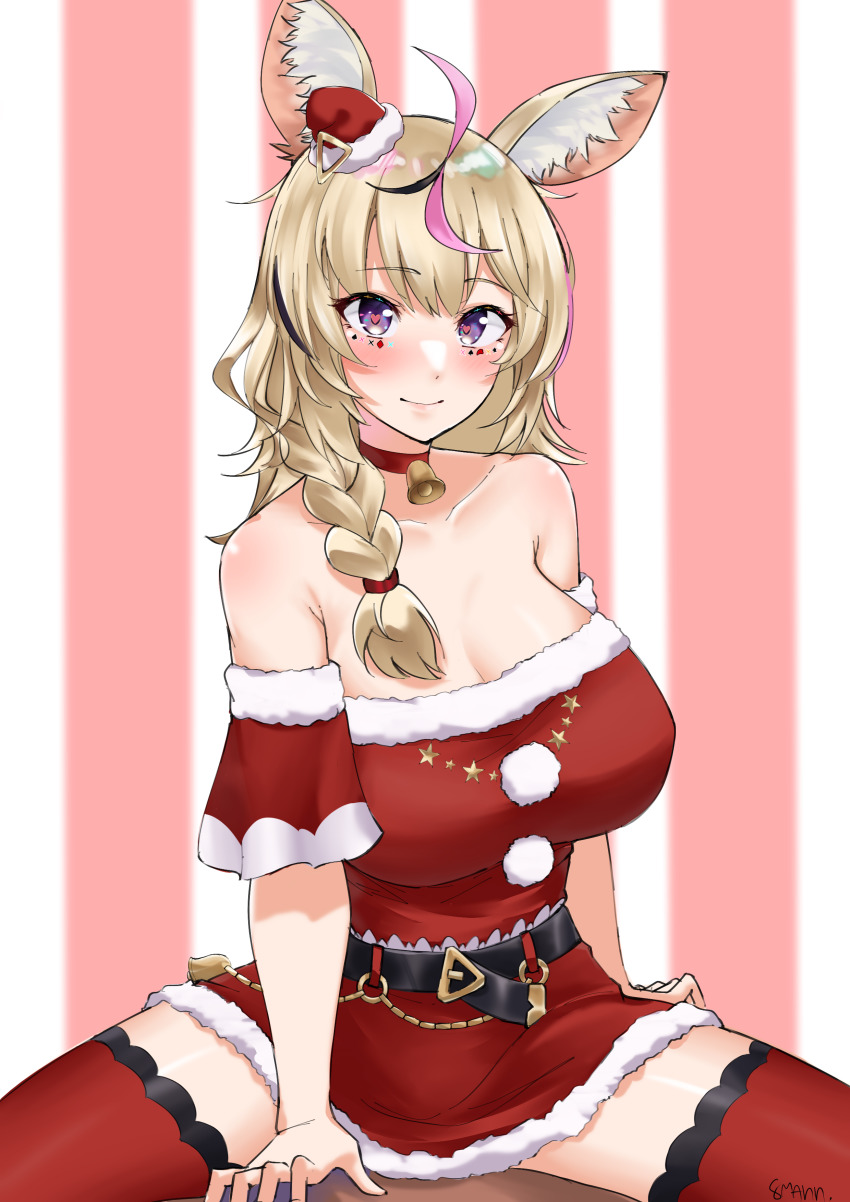 1girl, absurdres, alternate_costume, animal_ears, arm_cuffs, bare_shoulders, bell, belt