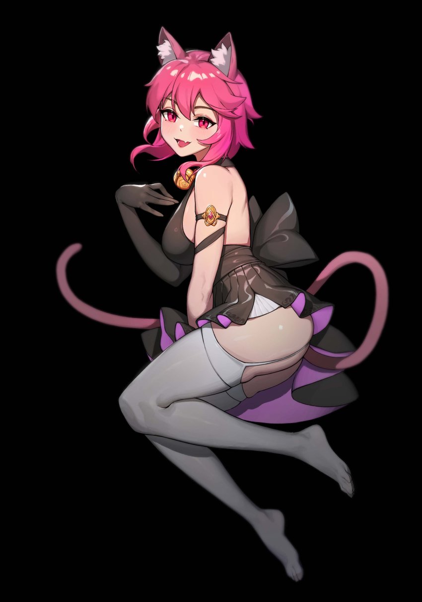 1girl, absurdres, animal_ear_fluff, animal_ears, arm_strap, ass, back, back_cutout