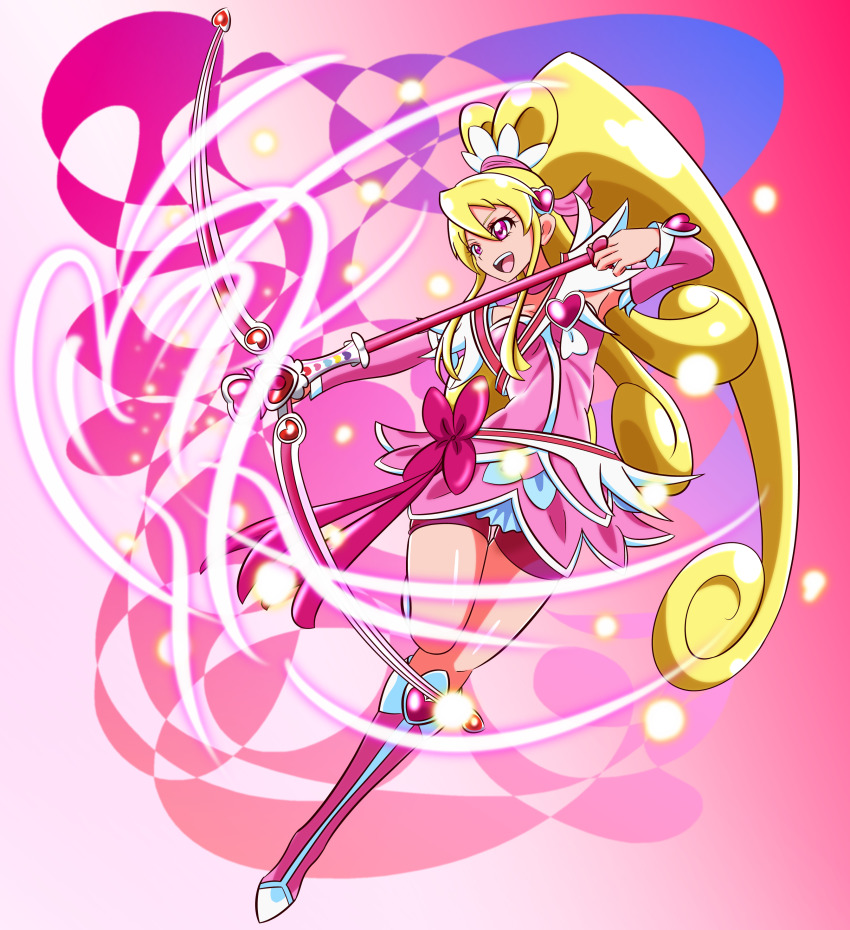 absurdres, bebii, cure_heart, dokidoki!_precure, highres, long_hair, pink_background, precure