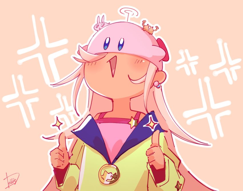 1girl, alternate_costume, dark-skinned_female, dark_skin, debbie_(user_uapu3455), double_thumbs_up, earrings, highres