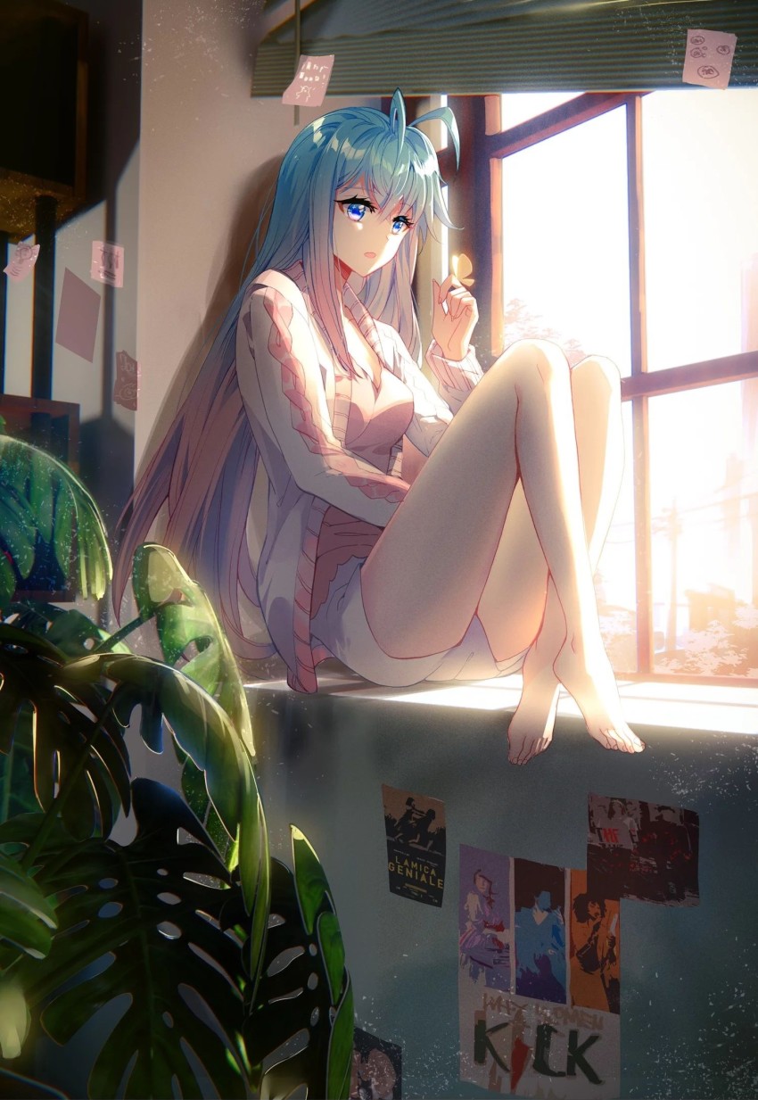 1girl, barefoot, cover, cover_page, douluo_dalu, hei_zhi_shi, highres, jacket