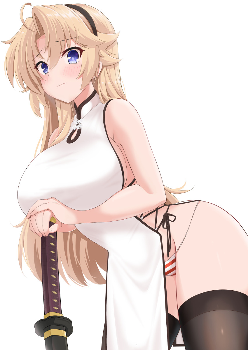 absurdres, american_flag, american_flag_bikini, american_flag_print, bikini, black_thighhighs, flag_print, flag_print_bikini