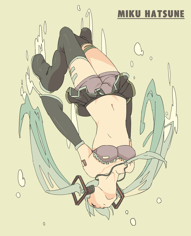 1girl, aqua_hair, bad_id, bad_pixiv_id, bike_shorts, closed_eyes, detached_sleeves, falling