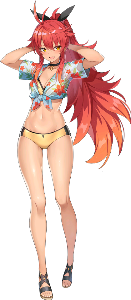 1girl, antenna_hair, arms_behind_head, artist_request, black_choker, breasts, cermia_(epic_seven), choker