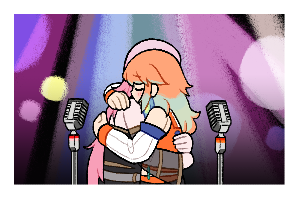 2girls, chen_(somanychens), earrings, closed_eyes, face-to-face, feather_earrings, feathers, from_side