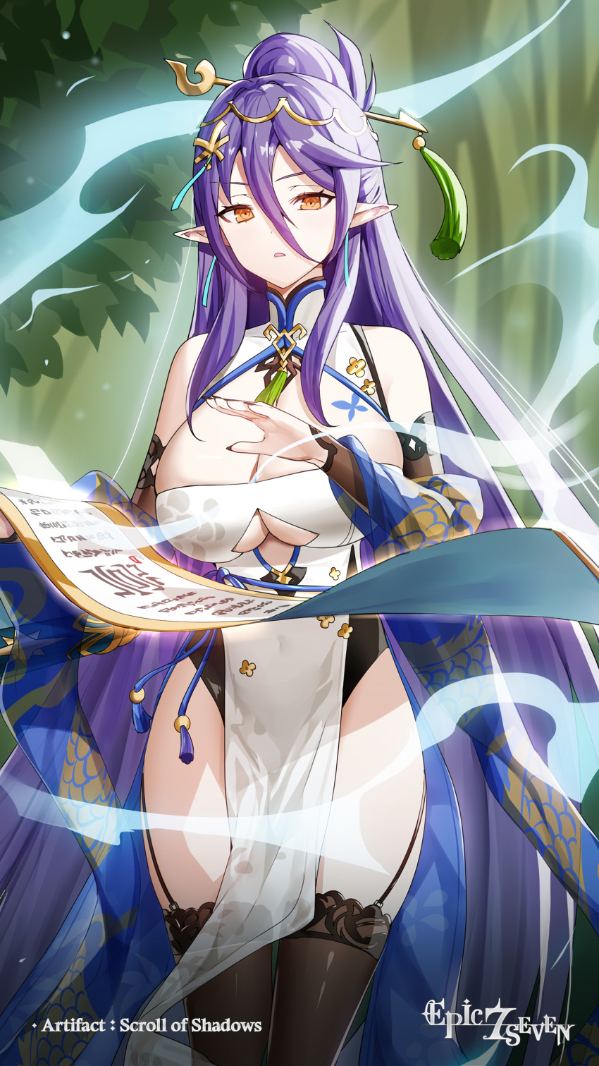 1girl, absurdres, aria_(epic_seven), artist_request, breasts, chinese_clothes, cleavage_cutout, clothing_cutout