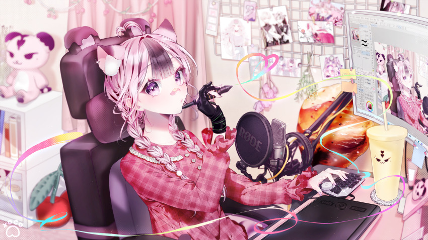1girl, absurdres, animal_ears, bandaid, bandaid_on_face, bandaid_on_nose, braid, cat_ears